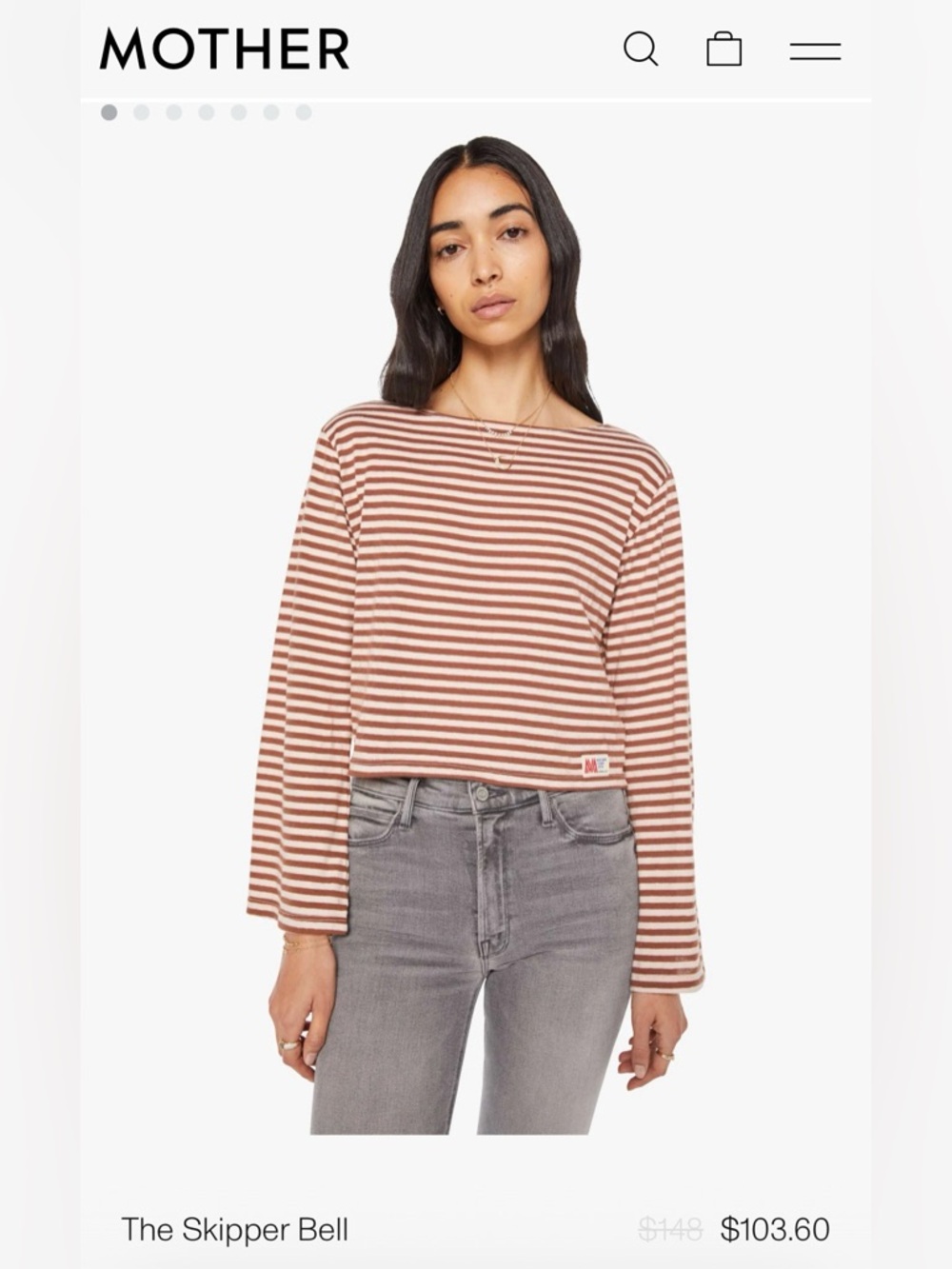 MOTHER long sleeve skipper bell shirt. Size small.